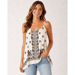 Express Tank Top L Cream Floral Boho Flowy